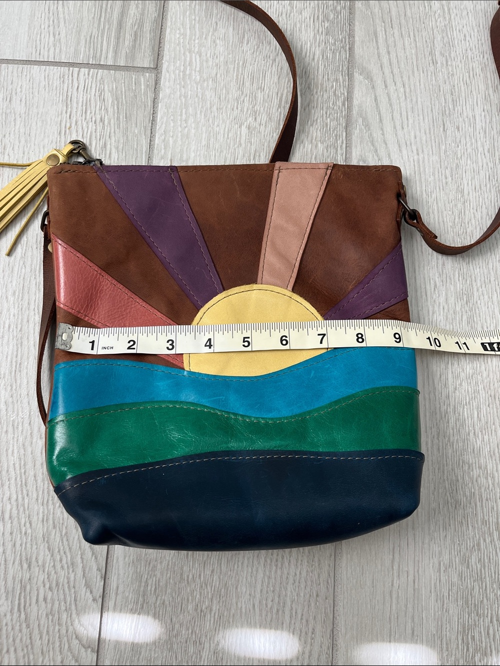 Genuine Leather Handmade Sunrise Multicolor With Adjustable Strap - Picture 12 of 13